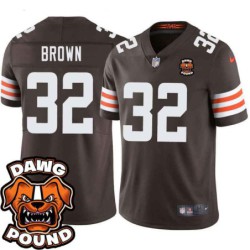 Browns #32 Jim Brown DAWG POUND Dog Head logo Jersey -Brown