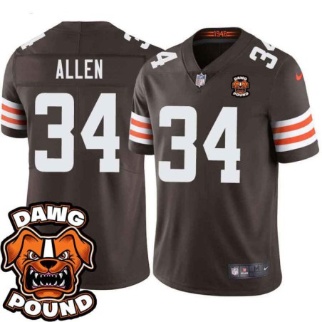 Browns #34 Brian Allen DAWG POUND Dog Head logo Jersey -Brown