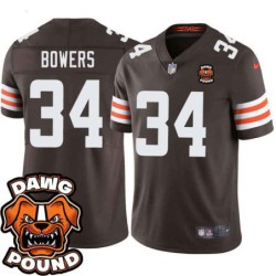 Browns #34 R.J. Bowers DAWG POUND Dog Head logo Jersey -Brown