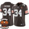 Browns #34 George Cheroke DAWG POUND Dog Head logo Jersey -Brown