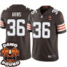 Browns #36 Chris Akins DAWG POUND Dog Head logo Jersey -Brown