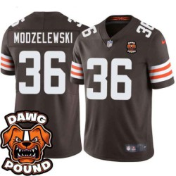 Browns #36 Ed Modzelewski DAWG POUND Dog Head logo Jersey -Brown