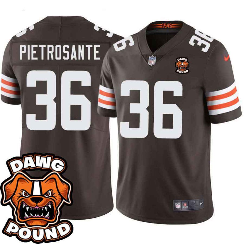 Browns #36 Nick Pietrosante DAWG POUND Dog Head logo Jersey -Brown