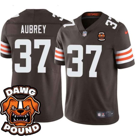 Browns #37 Josh Aubrey DAWG POUND Dog Head logo Jersey -Brown