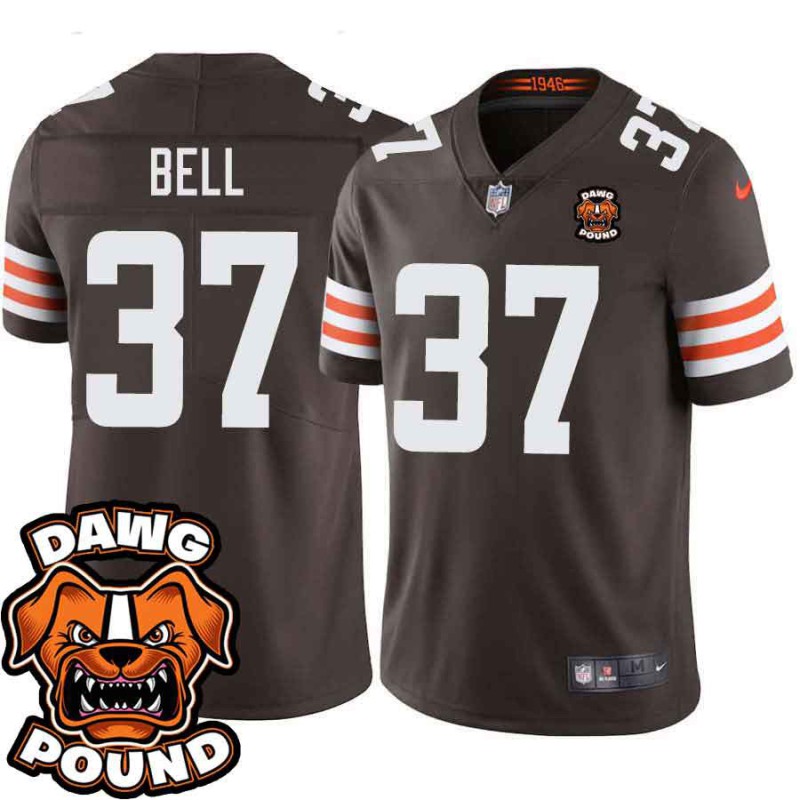 Browns #37 D'Anthony Bell DAWG POUND Dog Head logo Jersey -Brown