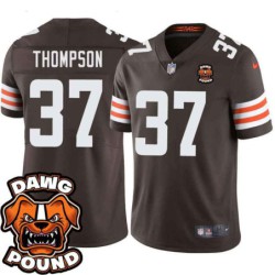 Browns #37 Bennie Thompson DAWG POUND Dog Head logo Jersey -Brown