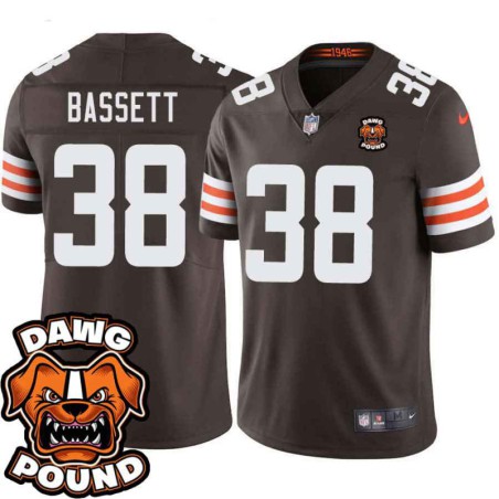 Browns #38 Maurice Bassett DAWG POUND Dog Head logo Jersey -Brown