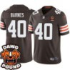 Browns #40 Erich Barnes DAWG POUND Dog Head logo Jersey -Brown