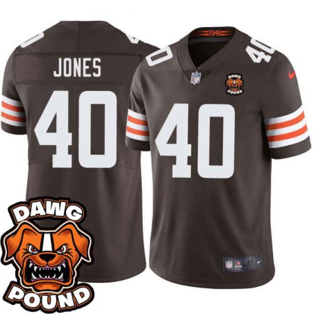 Browns #40 Dub Jones DAWG POUND Dog Head logo Jersey -Brown