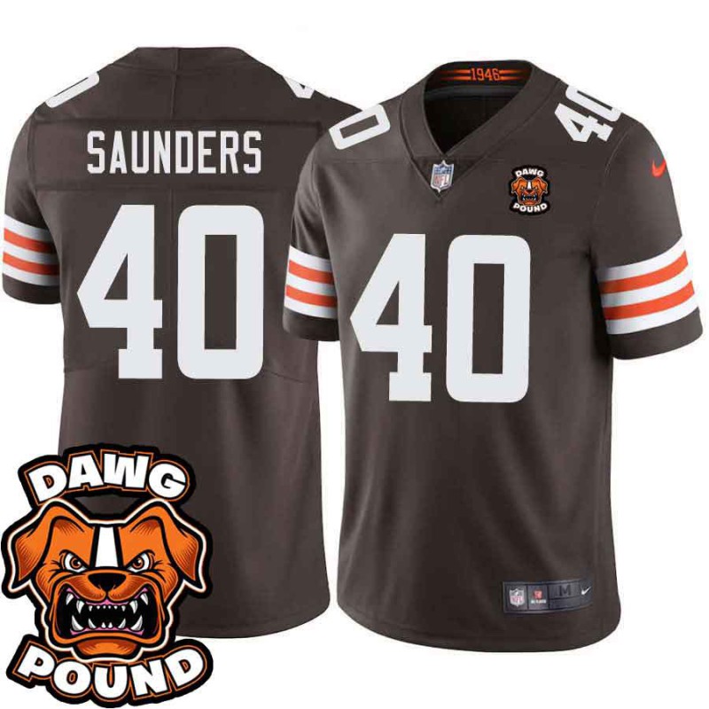 Browns #40 De'Ante Saunders DAWG POUND Dog Head logo Jersey -Brown