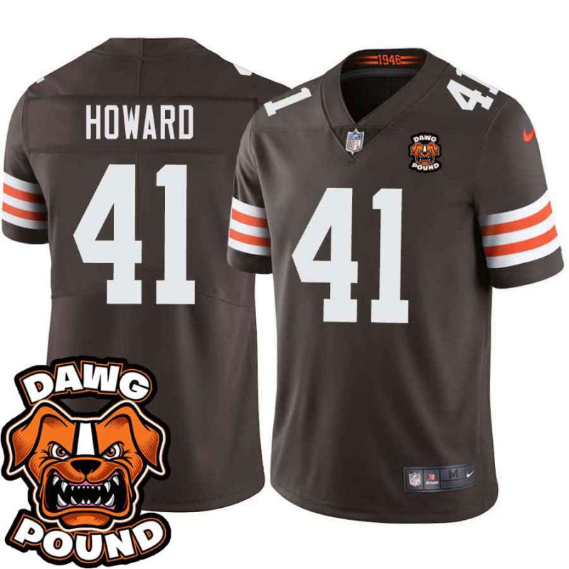 Browns #41 Tracy Howard DAWG POUND Dog Head logo Jersey -Brown