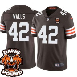 Browns #42 Raymond Walls DAWG POUND Dog Head logo Jersey -Brown