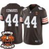 Browns #44 Marc Edwards DAWG POUND Dog Head logo Jersey -Brown