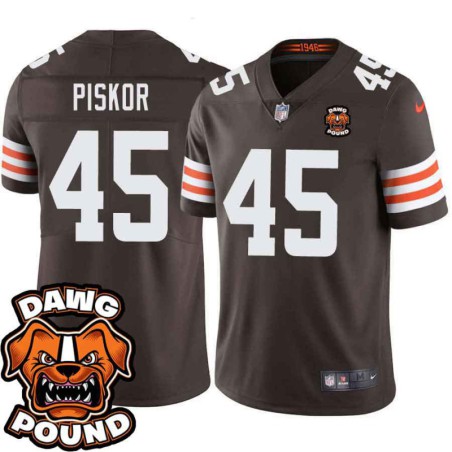 Browns #45 Roman Piskor DAWG POUND Dog Head logo Jersey -Brown