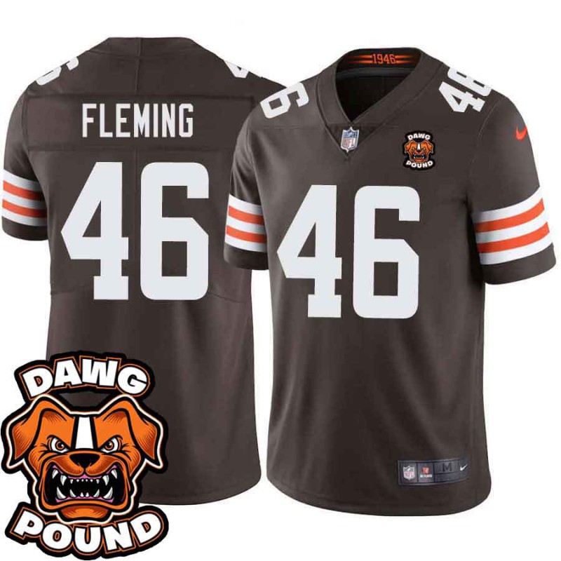 Browns #46 Don Fleming DAWG POUND Dog Head logo Jersey -Brown