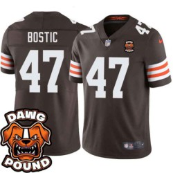 Browns #47 Keith Bostic DAWG POUND Dog Head logo Jersey -Brown