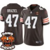 Browns #47 Larry Braziel DAWG POUND Dog Head logo Jersey -Brown