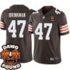 Browns #47 Cookie Brinkman DAWG POUND Dog Head logo Jersey -Brown