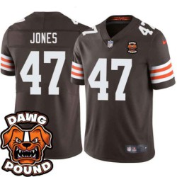 Browns #47 Ricky Jones DAWG POUND Dog Head logo Jersey -Brown