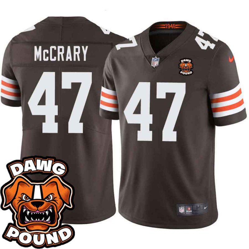 Browns #47 Nate McCrary DAWG POUND Dog Head logo Jersey -Brown