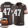 Browns #47 Barry Wilburn DAWG POUND Dog Head logo Jersey -Brown