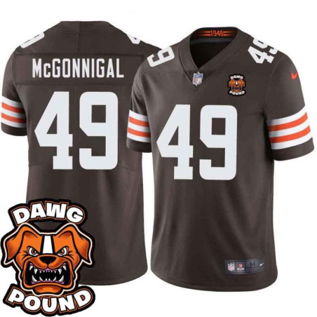 Browns #49 Bruce McGonnigal DAWG POUND Dog Head logo Jersey -Brown