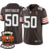 Browns #50 Bob Oristaglio DAWG POUND Dog Head logo Jersey -Brown