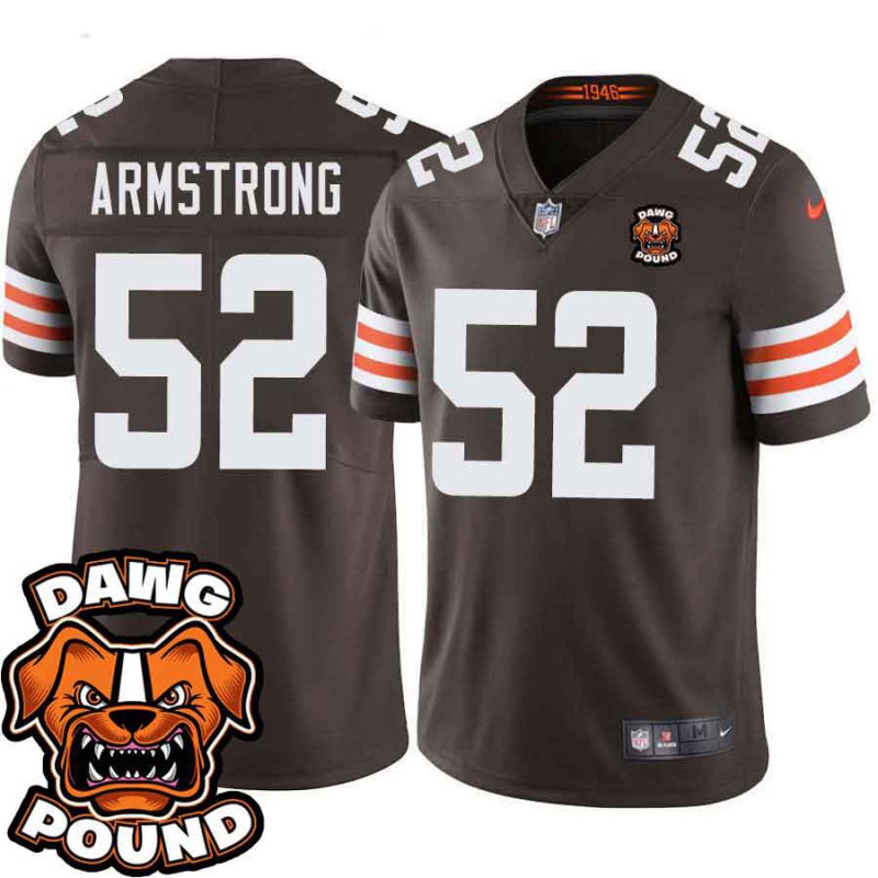 Browns #52 Ray-Ray Armstrong DAWG POUND Dog Head logo Jersey -Brown