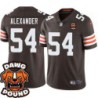 Browns #54 Dominique Alexander DAWG POUND Dog Head logo Jersey -Brown