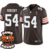 Browns #54 John Rokisky DAWG POUND Dog Head logo Jersey -Brown