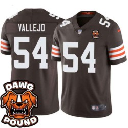 Browns #54 Tanner Vallejo DAWG POUND Dog Head logo Jersey -Brown