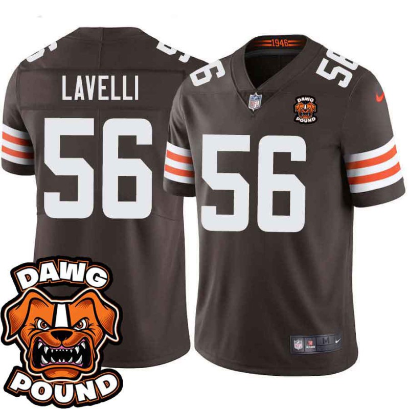 Browns #56 Dante Lavelli DAWG POUND Dog Head logo Jersey -Brown