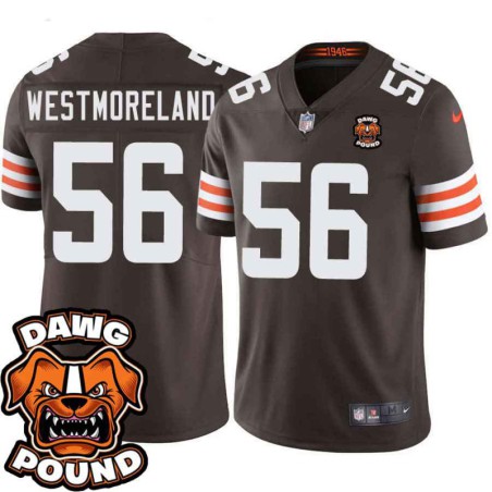 Browns #56 Eric Westmoreland DAWG POUND Dog Head logo Jersey -Brown