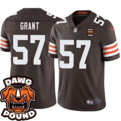 Browns #57 Orantes Grant DAWG POUND Dog Head logo Jersey -Brown