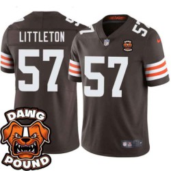 Browns #57 Jody Littleton DAWG POUND Dog Head logo Jersey -Brown