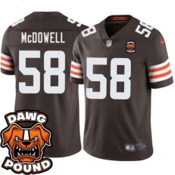 Browns #58 Malik McDowell DAWG POUND Dog Head logo Jersey -Brown