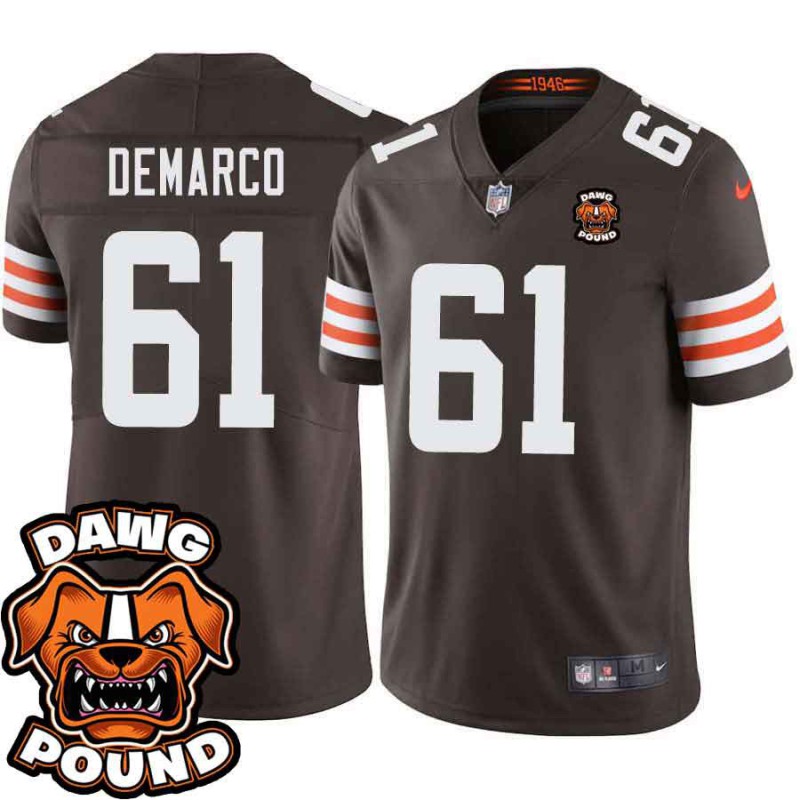 Browns #61 Bob DeMarco DAWG POUND Dog Head logo Jersey -Brown