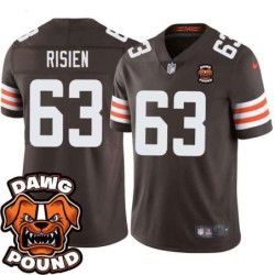 Browns #63 Cody Risien DAWG POUND Dog Head logo Jersey -Brown