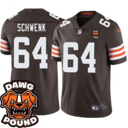 Browns #64 Bud Schwenk DAWG POUND Dog Head logo Jersey -Brown