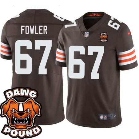 Browns #67 Melvin Fowler DAWG POUND Dog Head logo Jersey -Brown