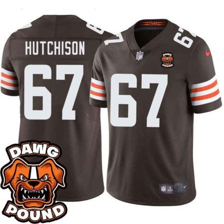 Browns #67 Chuck Hutchison DAWG POUND Dog Head logo Jersey -Brown