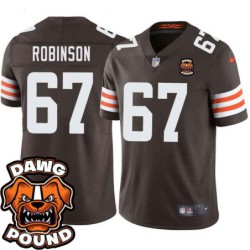 Browns #67 Derreck Robinson DAWG POUND Dog Head logo Jersey -Brown