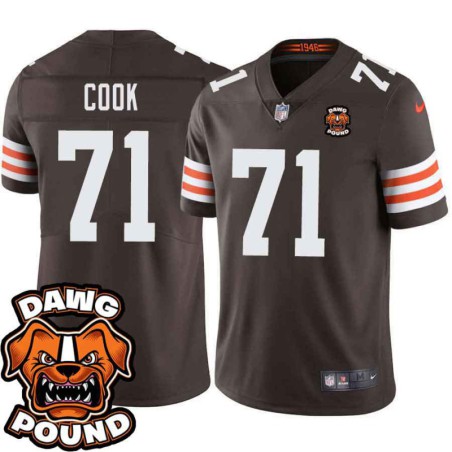 Browns #71 Damion Cook DAWG POUND Dog Head logo Jersey -Brown