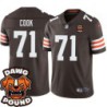 Browns #71 Damion Cook DAWG POUND Dog Head logo Jersey -Brown