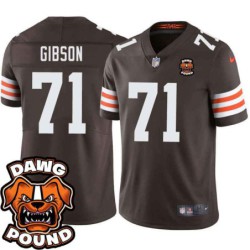 Browns #71 Tom Gibson DAWG POUND Dog Head logo Jersey -Brown