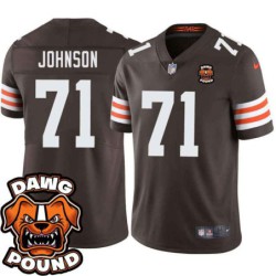 Browns #71 Walter Johnson DAWG POUND Dog Head logo Jersey -Brown