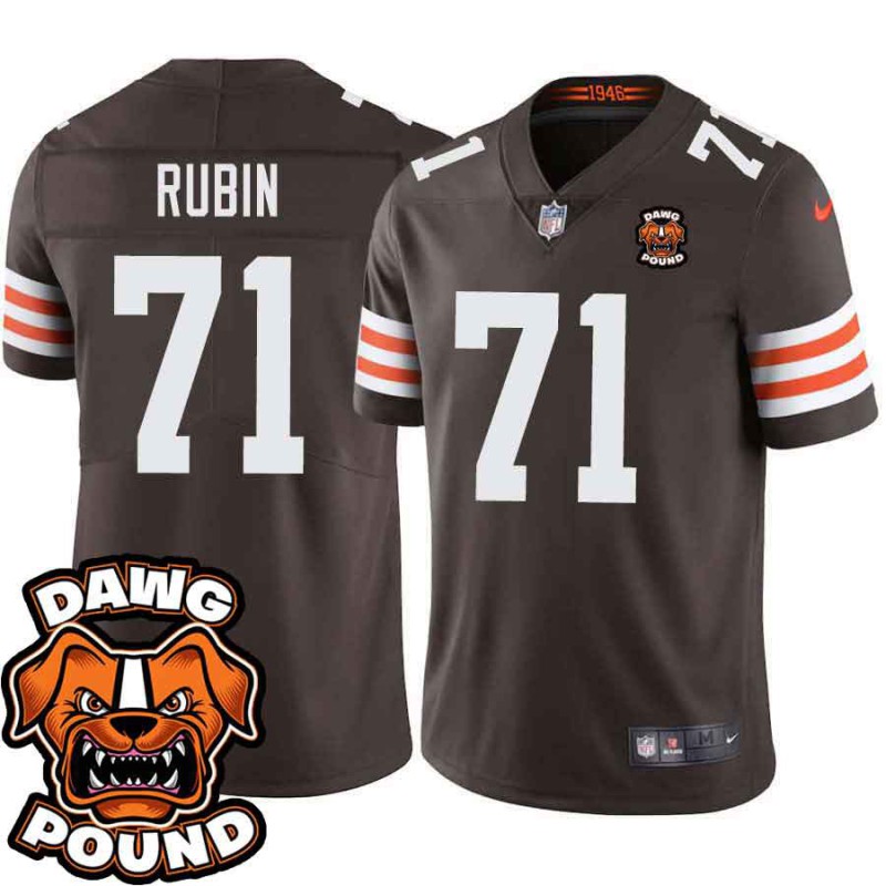 Browns #71 Ahtyba Rubin DAWG POUND Dog Head logo Jersey -Brown