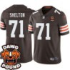 Browns #71 Danny Shelton DAWG POUND Dog Head logo Jersey -Brown