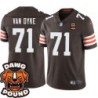 Browns #71 Ralph Van Dyke DAWG POUND Dog Head logo Jersey -Brown