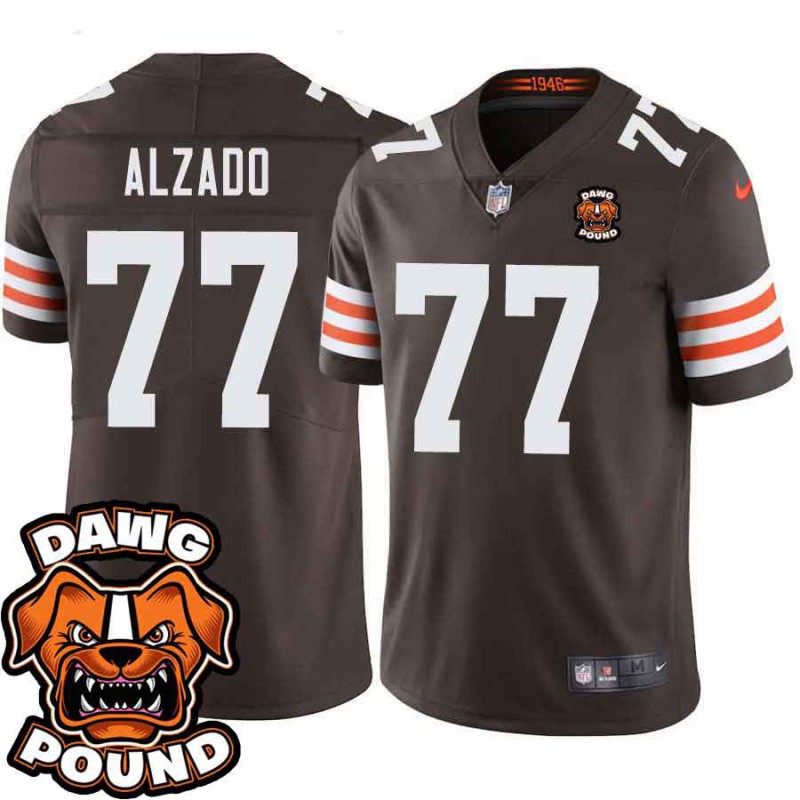 Browns #77 Lyle Alzado DAWG POUND Dog Head logo Jersey -Brown